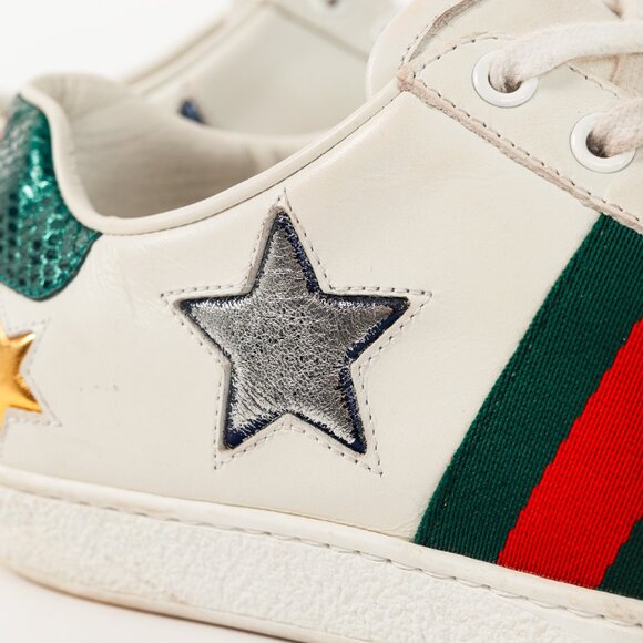 Gucci Ace Stars White Leather Low-Top Sneakers - Picture 8 of 13